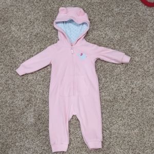 Carter's pink hooded fleece jumpsuit